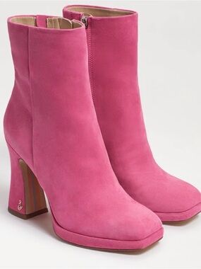 Sam Edelman Pink Suede Platform Ankle Boots